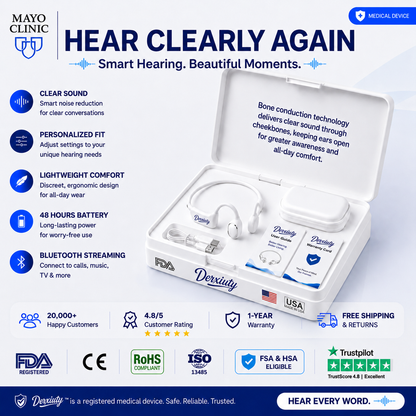 🔥 Final 2 Hours : Only Limited Stock Left🏆Derxiuty Bone Conduction Smart Hearing Headphones （Mayo Clinic Recommended）